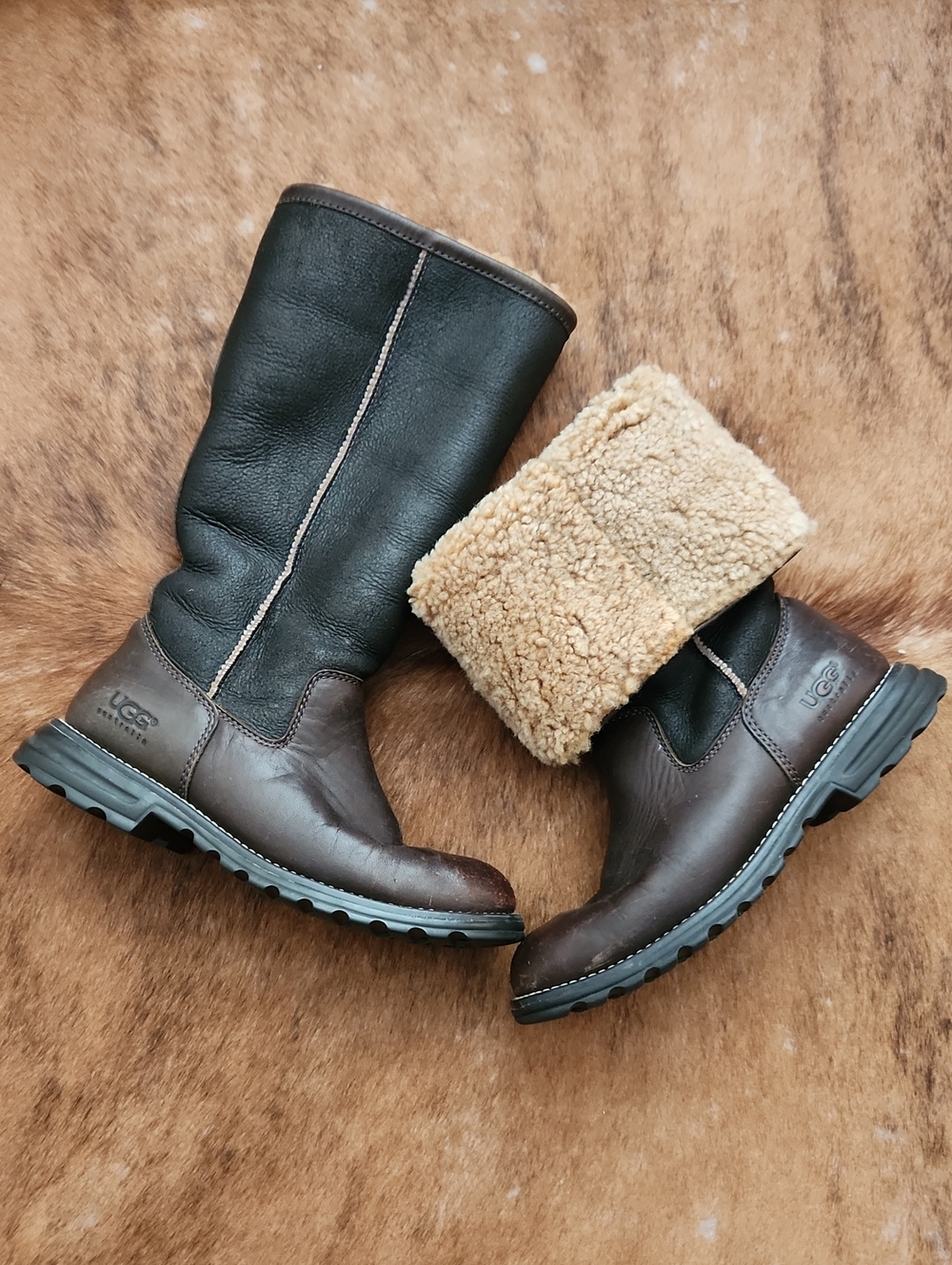 UGG Women's BROOKS Long Leather Boots Size 7